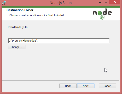 NodeJS Setup destination folder