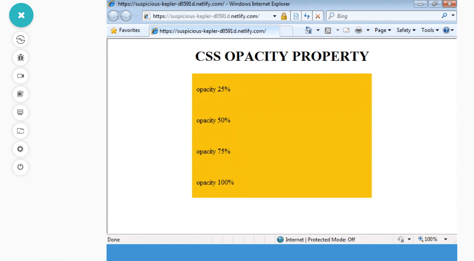 CSS opacity compatibility: \
