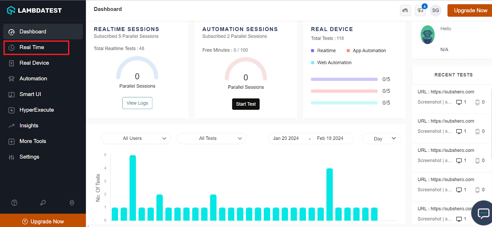 real-time testing