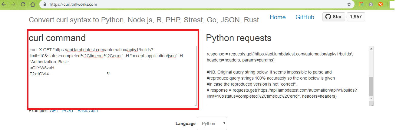 Curl-Python-Conversion