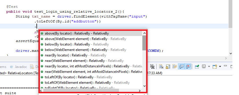 Selenium 4 Relaative Locator