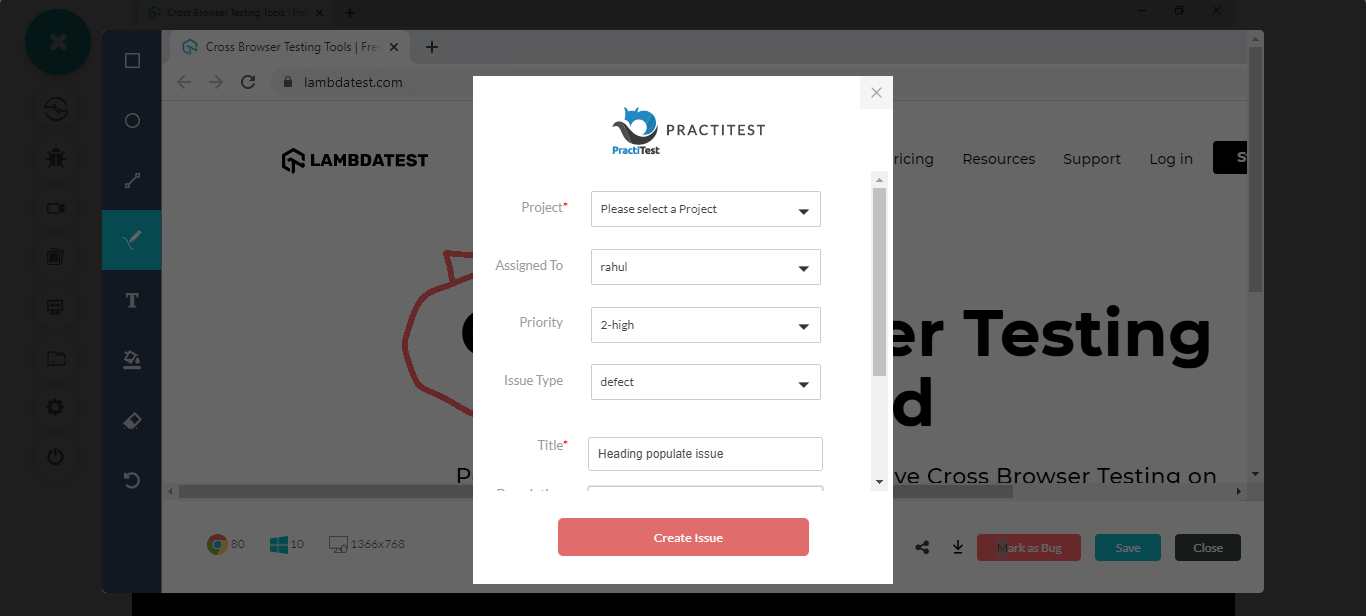 Testing with PractiTest LambdaTest Integration