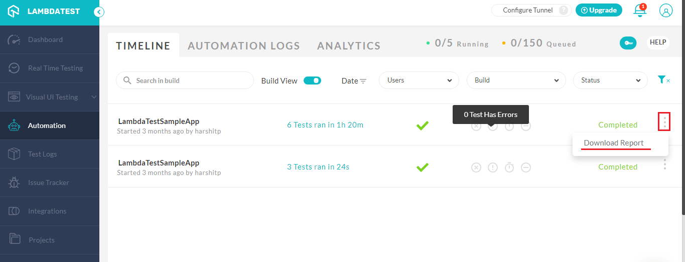 download testing reports