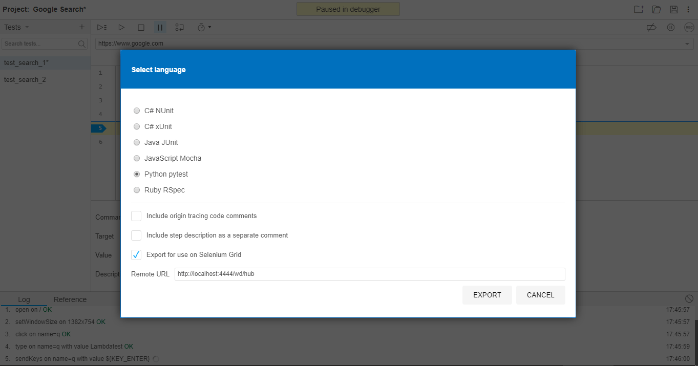 selenium-IDE-Test Cases