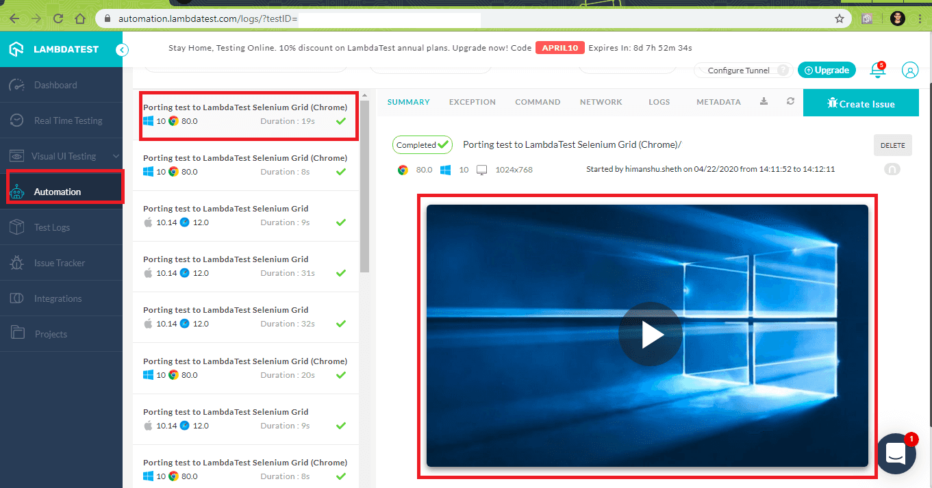 test execution in parallel