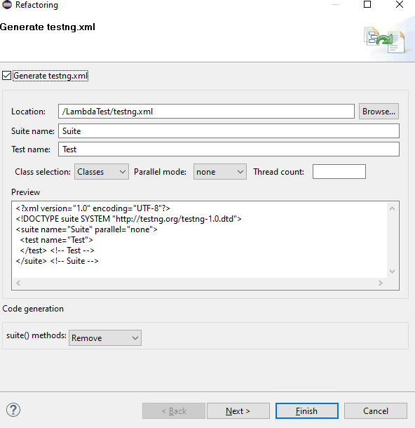 XML file created in the directory