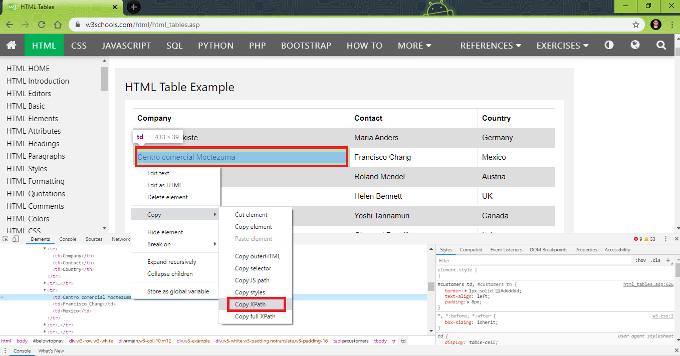 Selenium user agent. Display Table-Row.