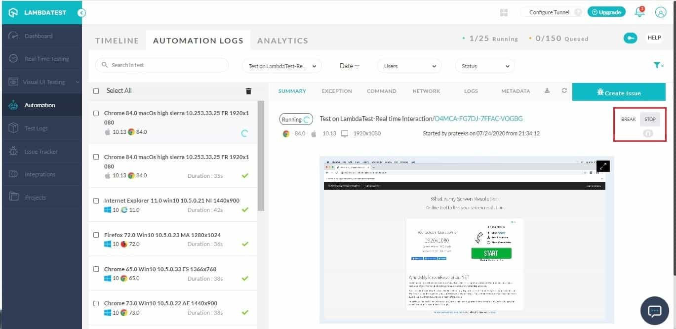 automation logs