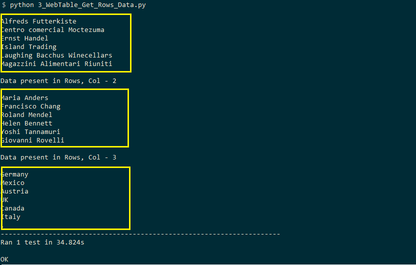 handle table in Selenium