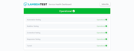 LambdaTest Status Page