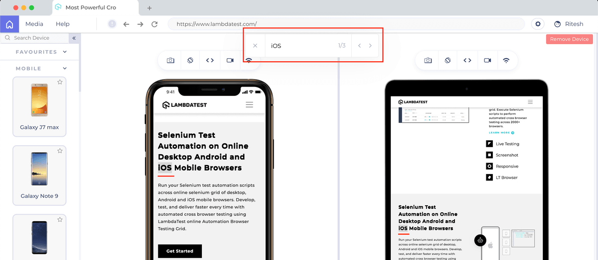 in-page text within LT Browser