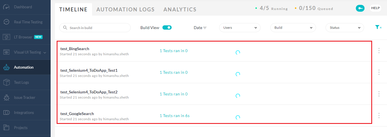 Automation Testing Timeline