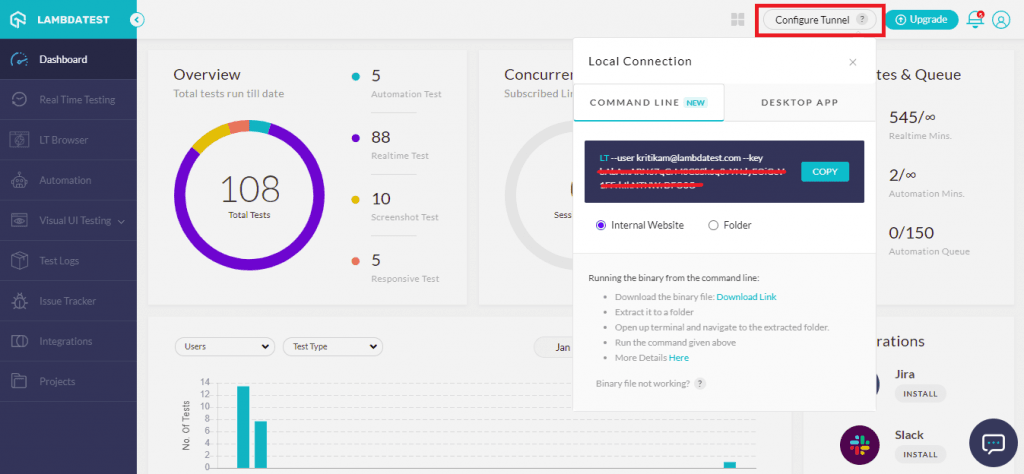 LT dashboard