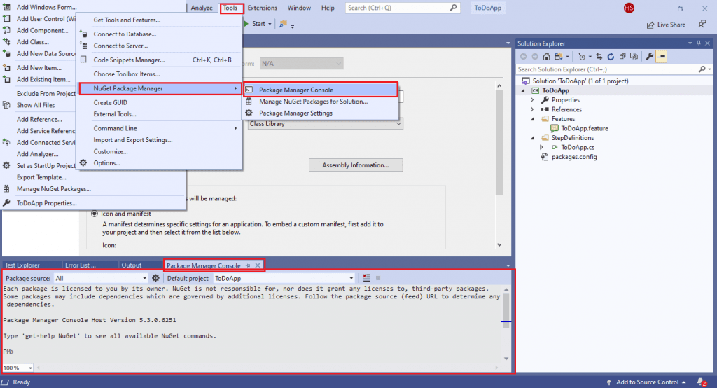 Package Manager Console