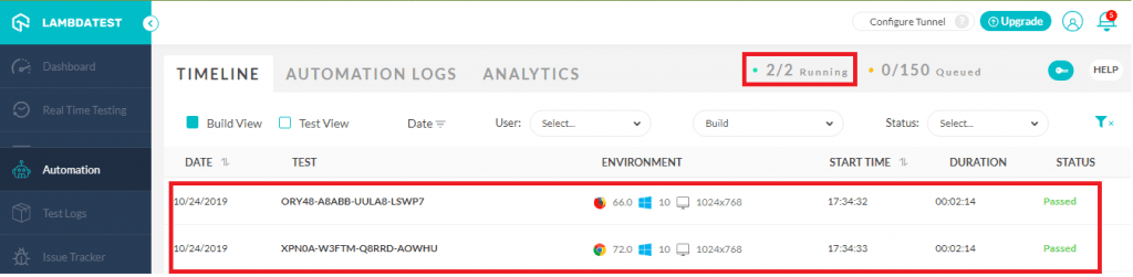 Automation dashboard