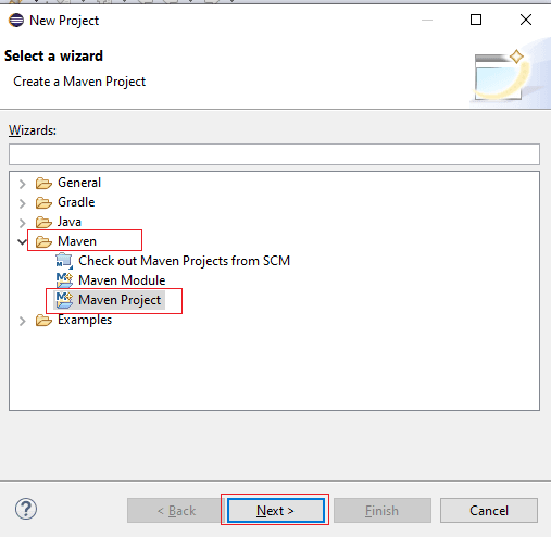 Selecting Maven Project
