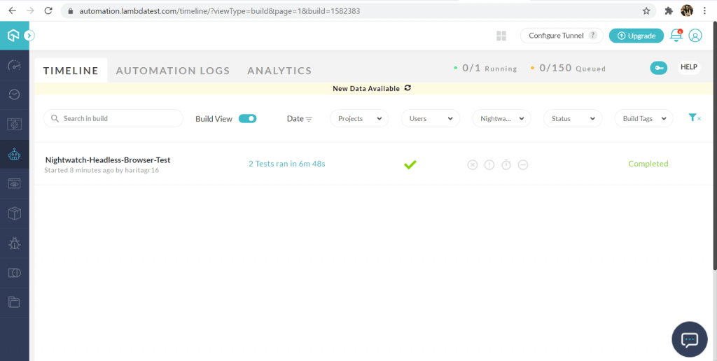 Automation dashboard