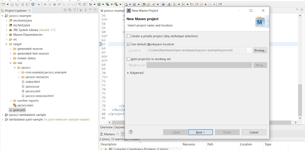 Maven Project Dialog Box