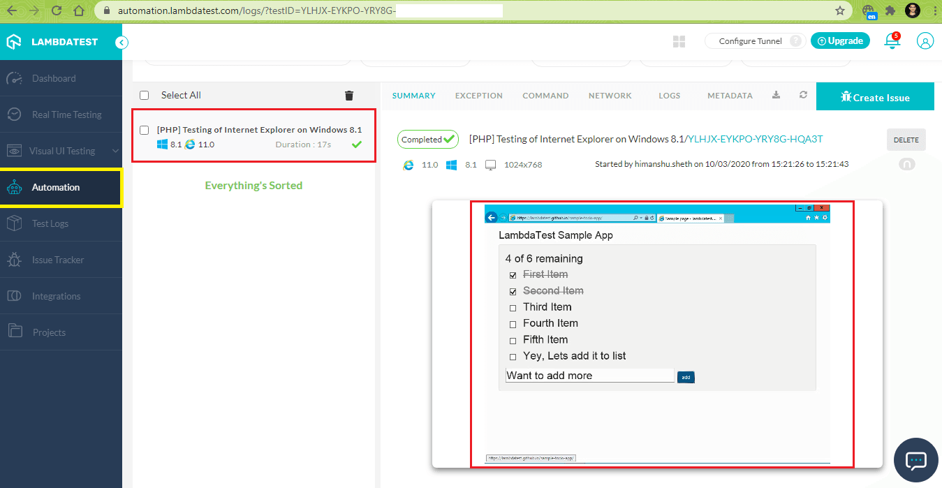 LambdaTest Automation