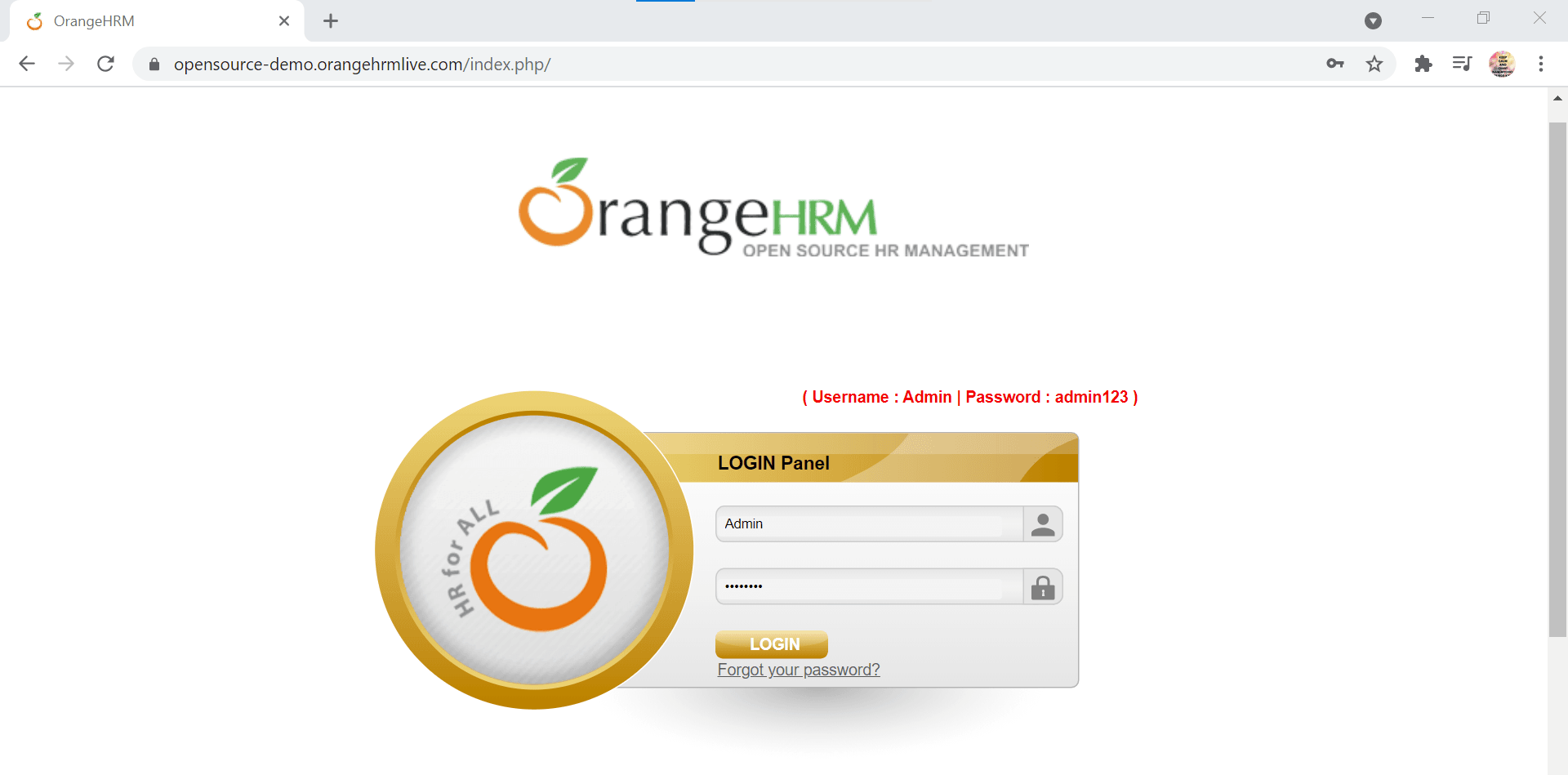 Orange админ. ORANGEHRM история.