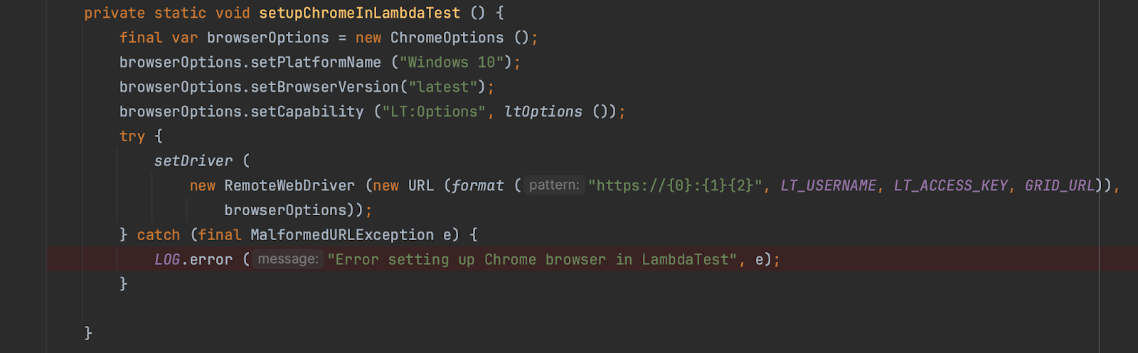 log statements placed in the code