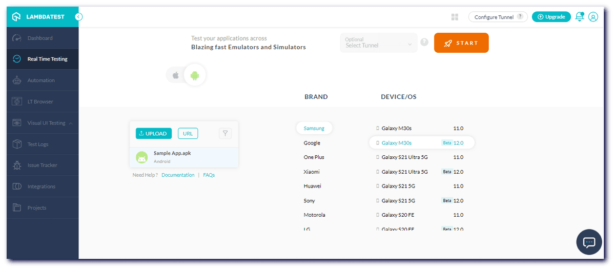 Realtime Native Mobile App Testing