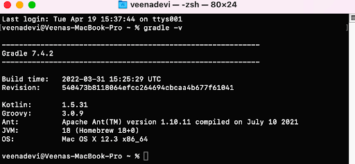 gradle -v