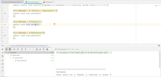  Grouping tests in TestNG