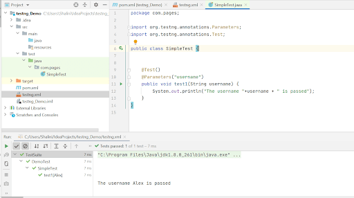 Parameterising the tests using @Parameters