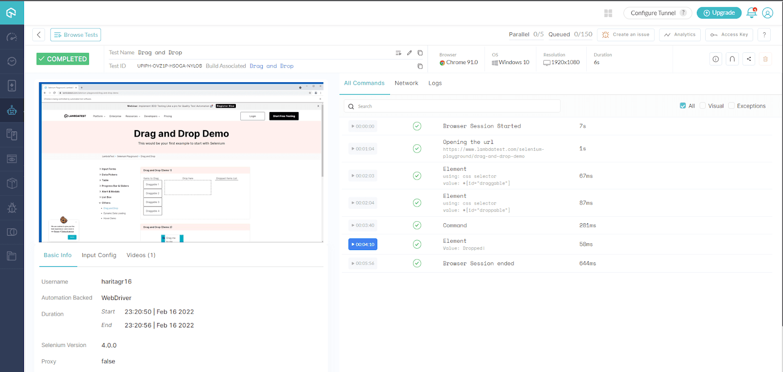 LambdaTest Dashboard