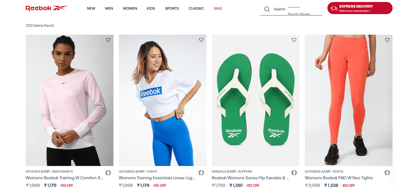 Reebok’s Website