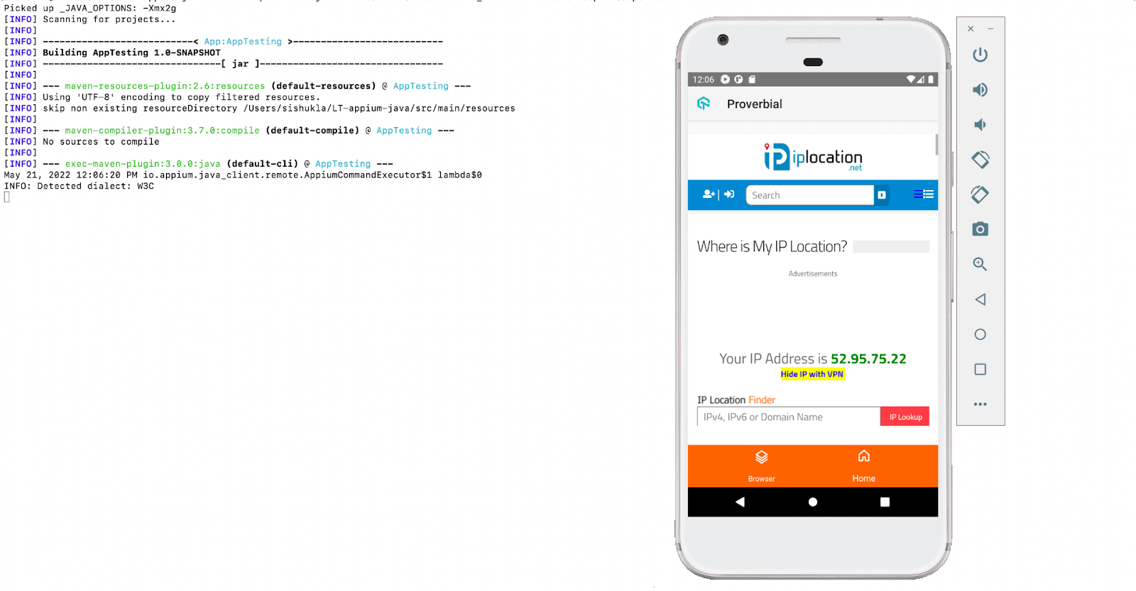 Scenario for Appium DEMO code 