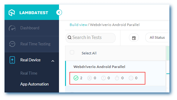 Status of App test 