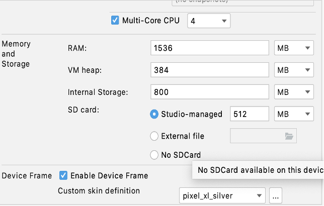 Show Advanced Settings