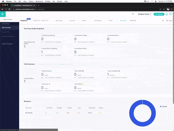 LambdaTest Analytic Dashboard 