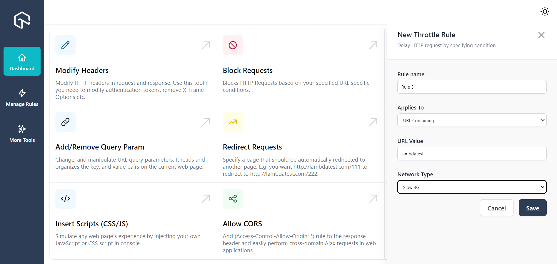 network type and URL