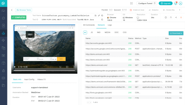 LambdaTest + Evinced integration