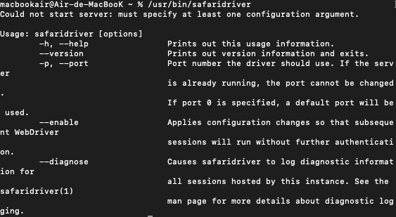 run usr bin safaridriver 