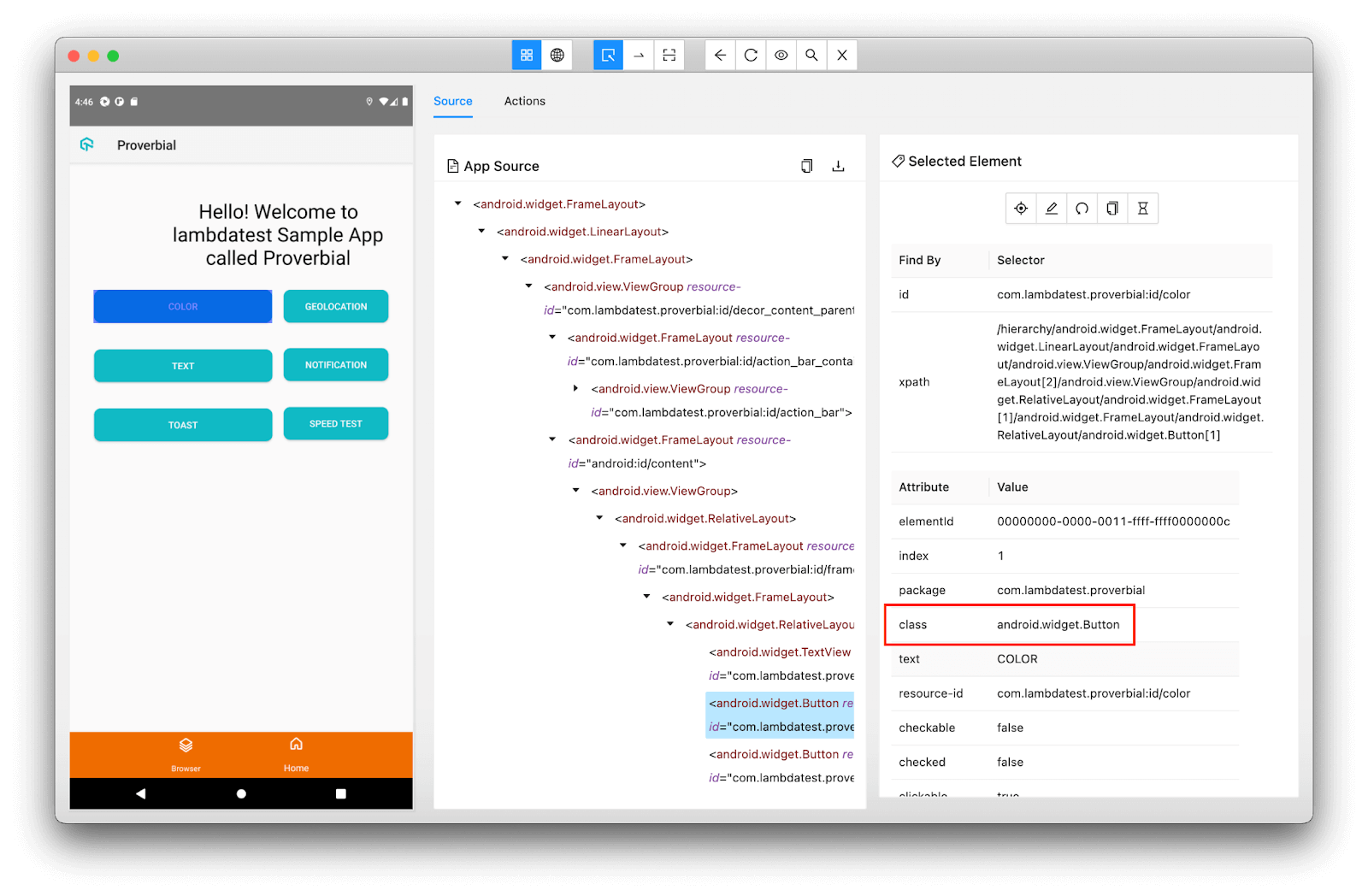 Class Name locator in Appium