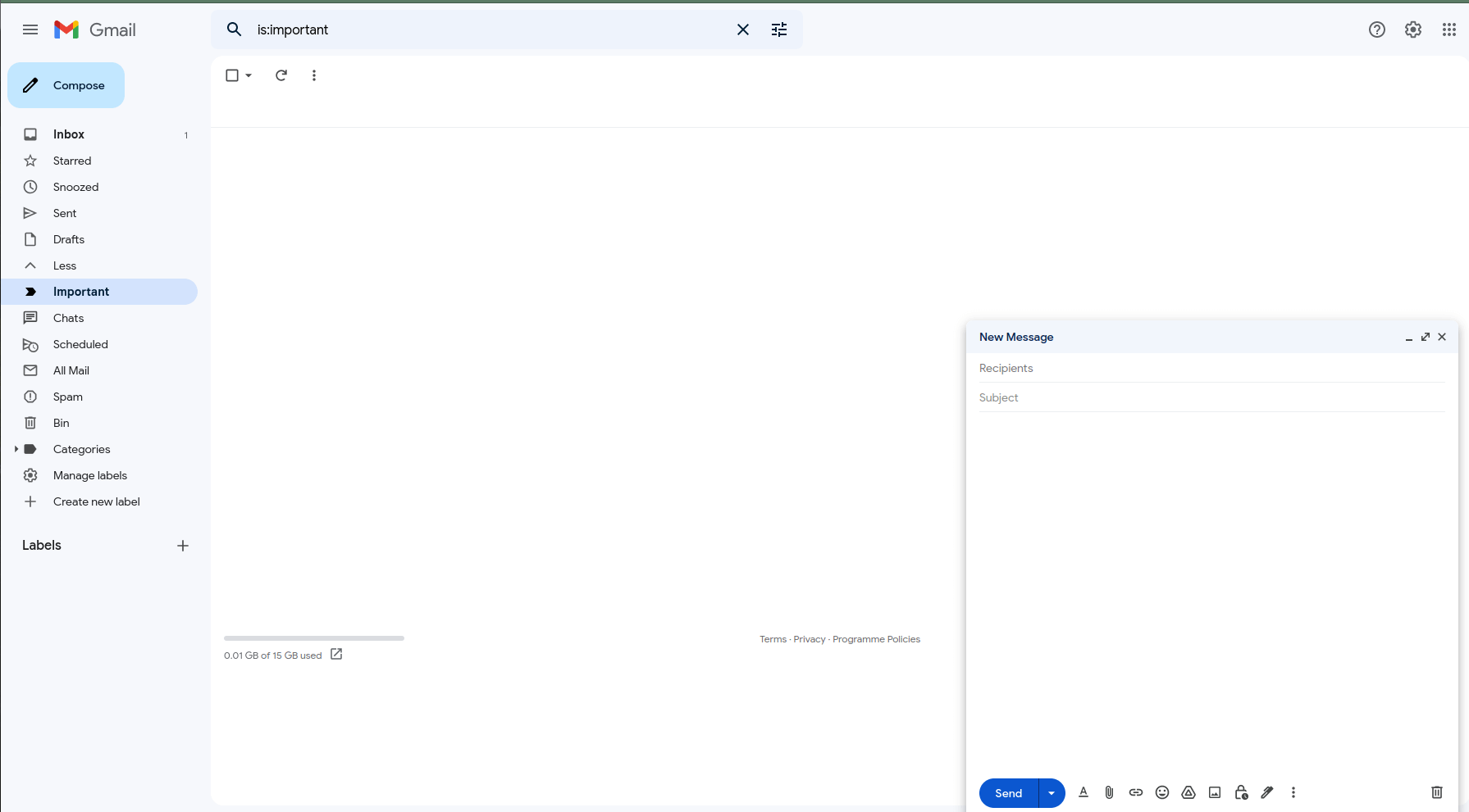 compose new message dialog