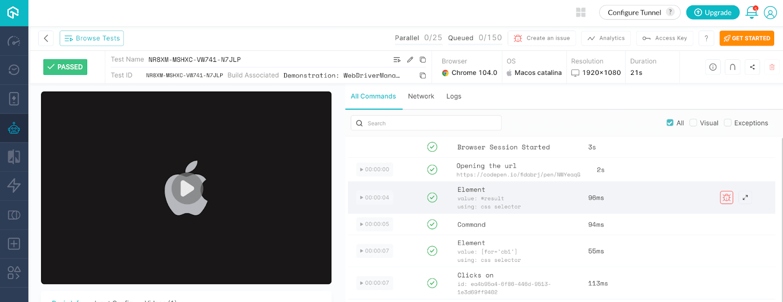 LambdaTest Automation Dashboard