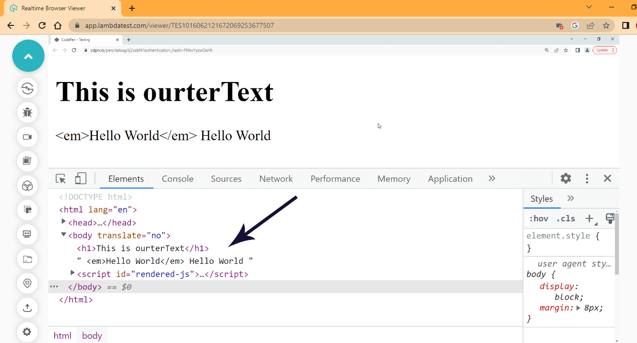 Browser Output