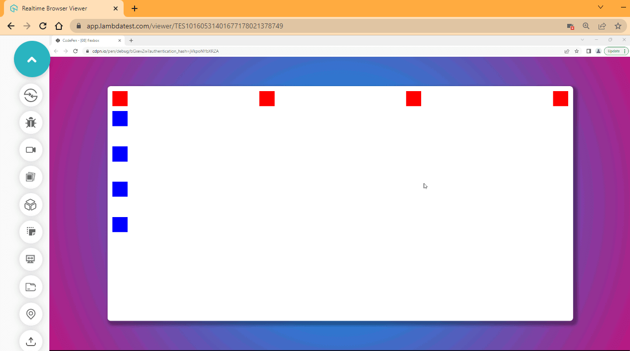 CSS flexbox browser output