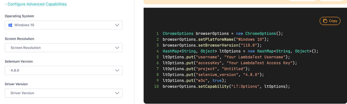 LambdaTest Automation Capabilities Generator