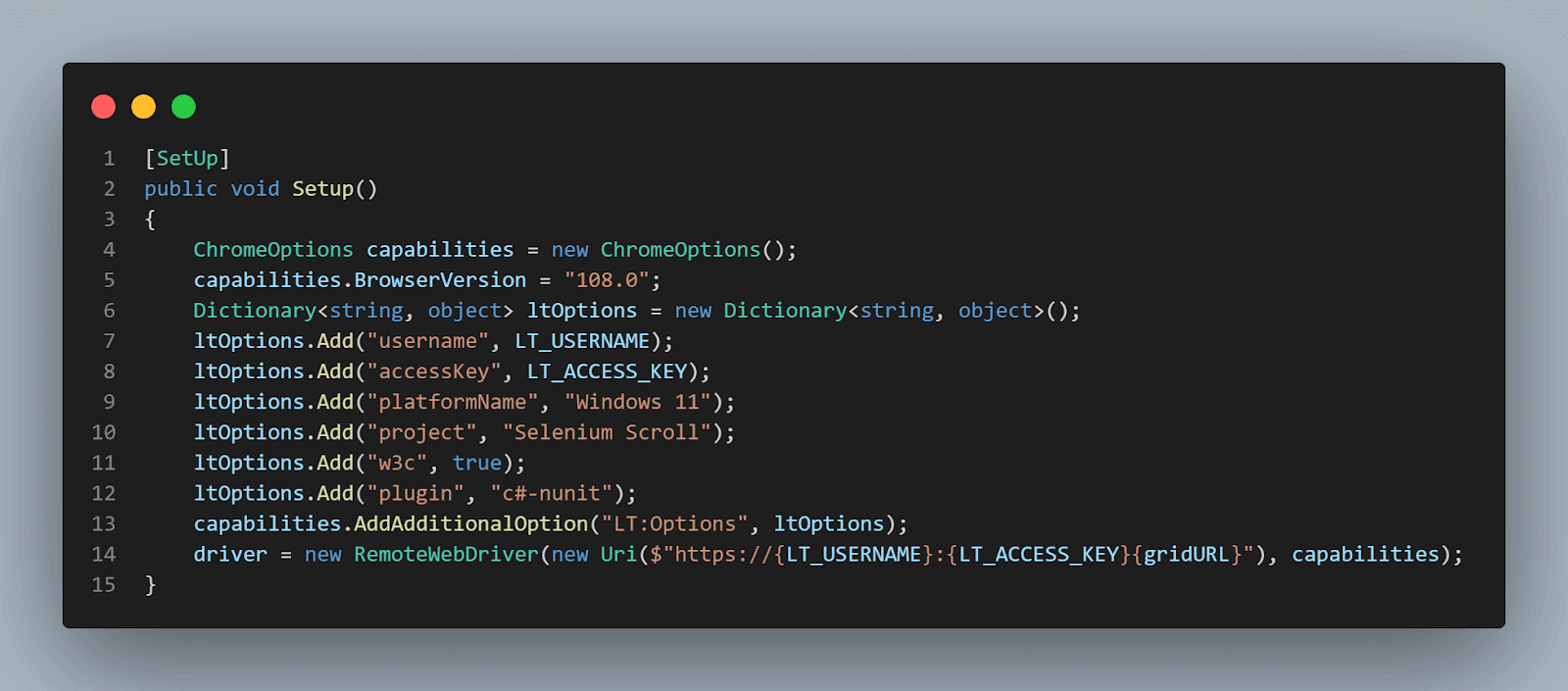 SetUp NUnit annotation