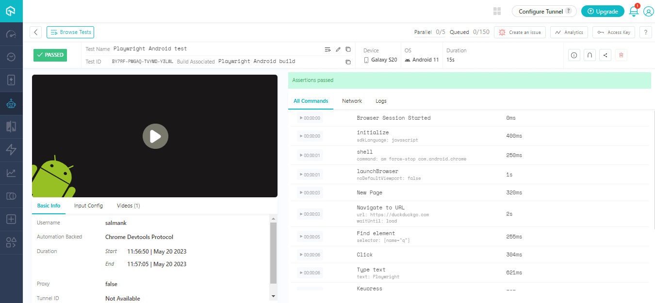 LambdaTest AutomationDashboard 