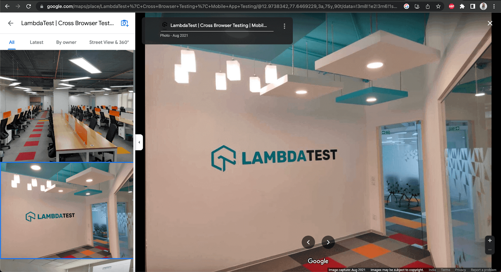 LambdaTest on Google Maps