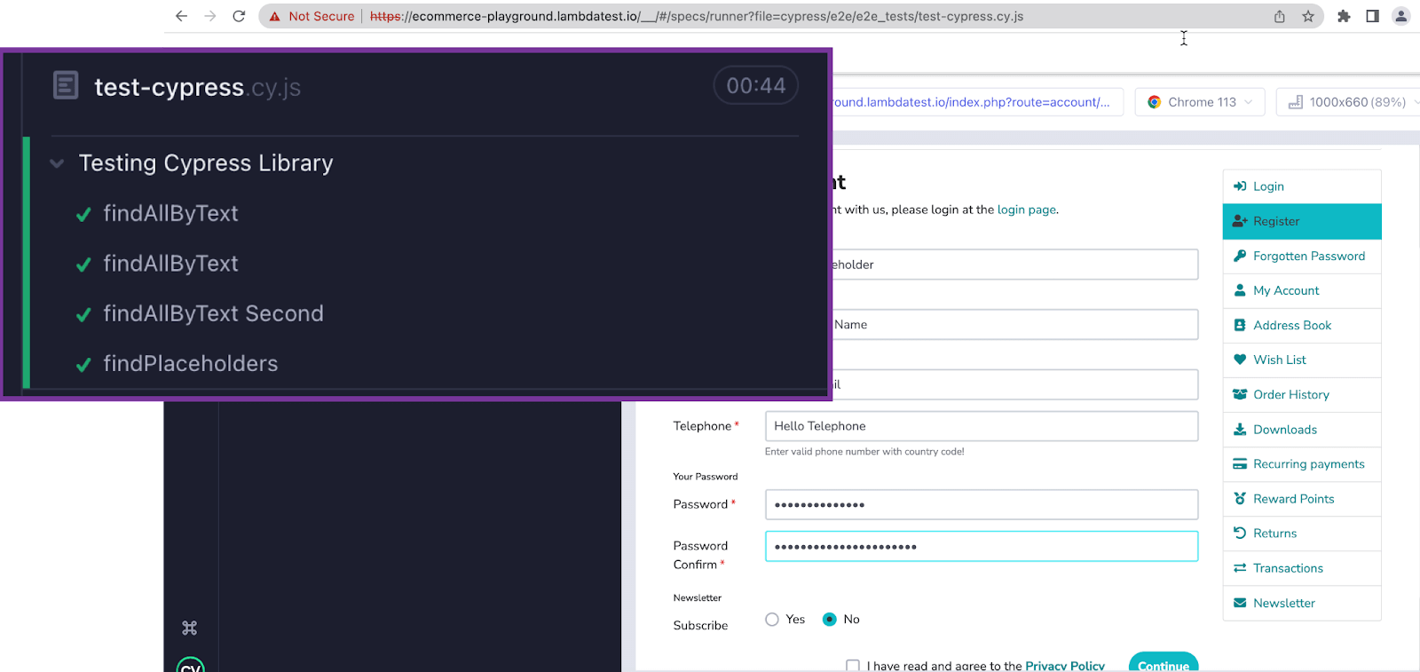 Cypress Testing Library testing approach is working