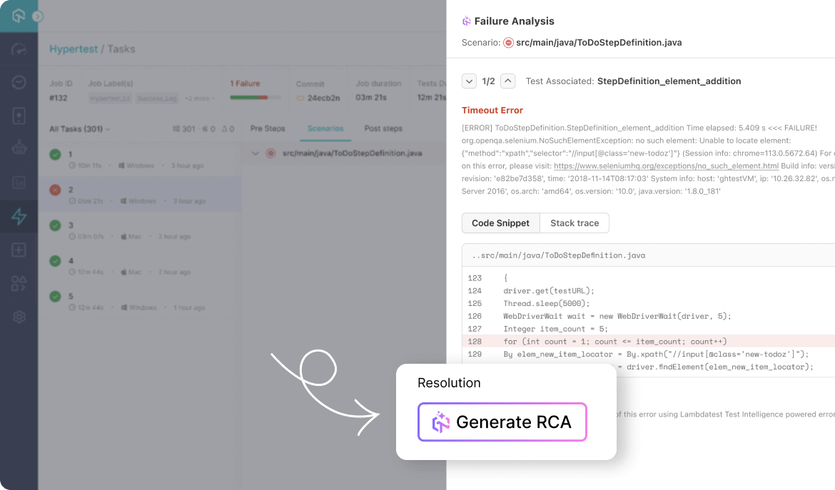 AI-generated Root Cause Analysis (RCA)