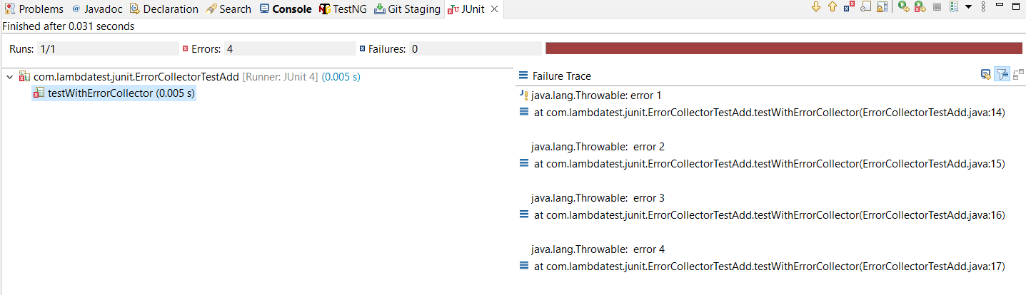 Consolidated error reporting